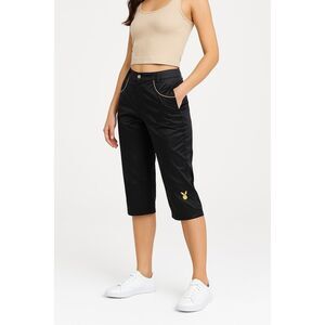 Final price PLAYBOY Black Capri Pants with Gold Logo